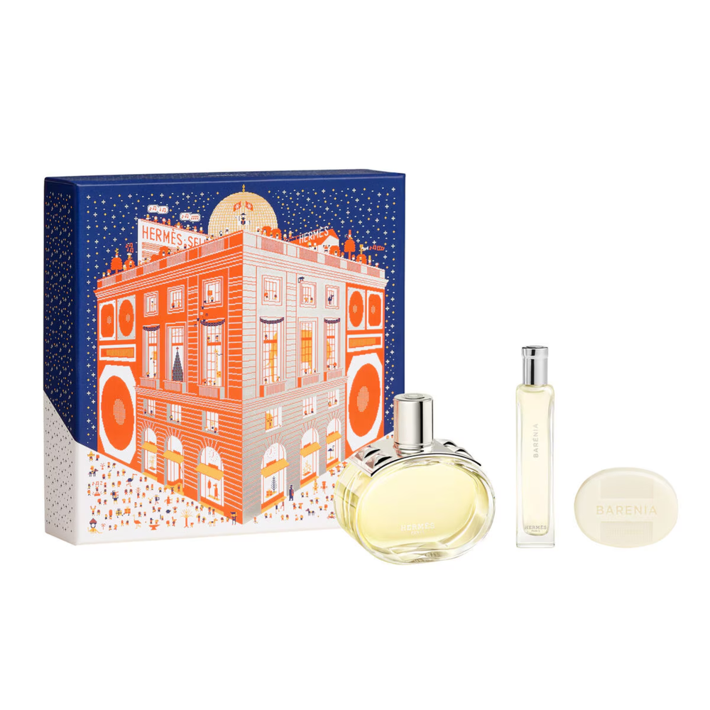 Coffret Hermès Barénia Kit Eau de Parfum Travel Spray Sabonete