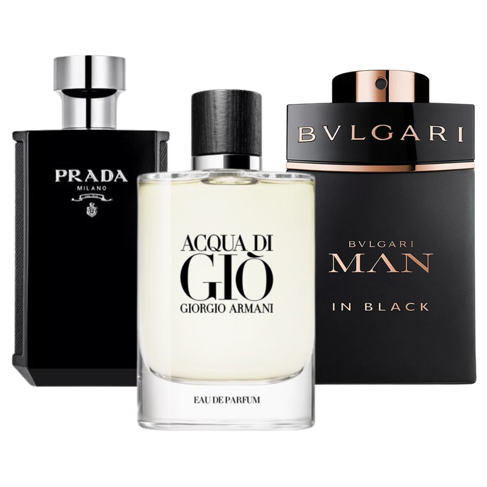 Special Offer 3 Perfumes - Bvlgari In Black, Giorgio Armani Acqua Di Gio, and L'Homme Prada Intense 100ml